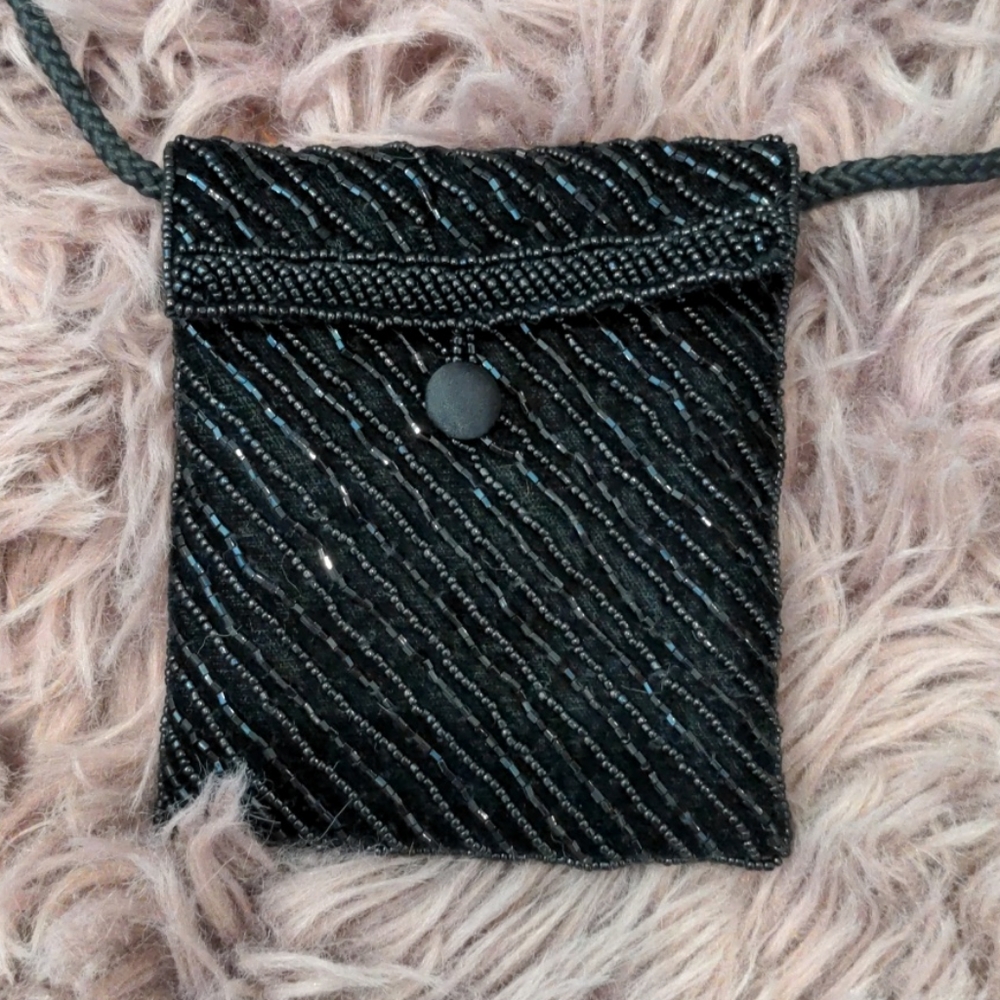 Velvet beaded black mini purse